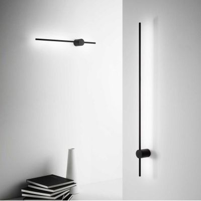 APPLIQUE LINEARE LUNGA 124 CM LED 20W LUCE 3000K METALLO BIANCO O NERO CRISTALENSI - Cristalensi Shop Online