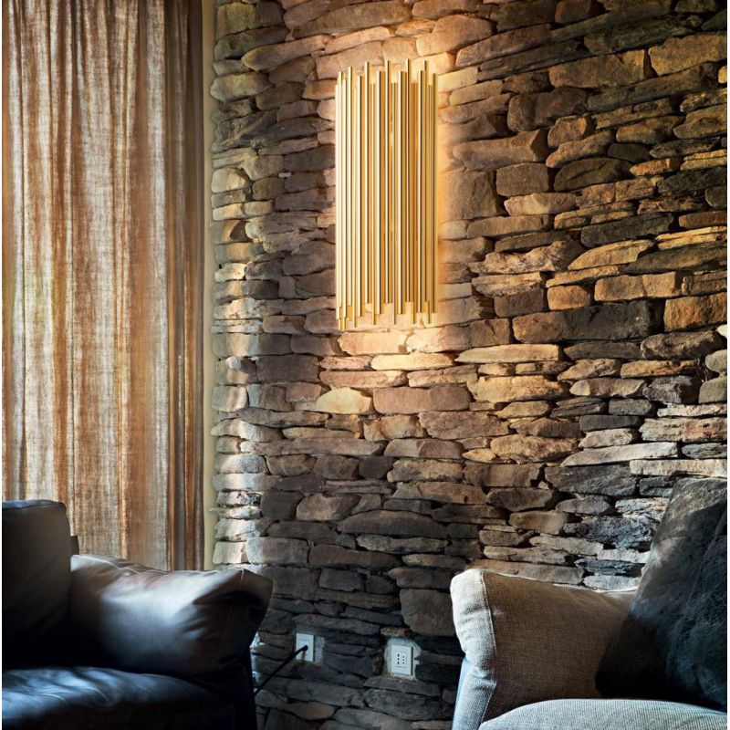 LAMPADA DA PARETE CLASSICA IN METALLO ORO H58 CM CON LAMPADINE E14 CRISTALENSI - Cristalensi Shop Online