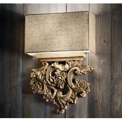 LAMPADA DA PARETE IN RESINA EFFETTO LEGNO CON PARALUME IN TESSUTO CANVAS CRISTALENSI - Cristalensi Shop Online
