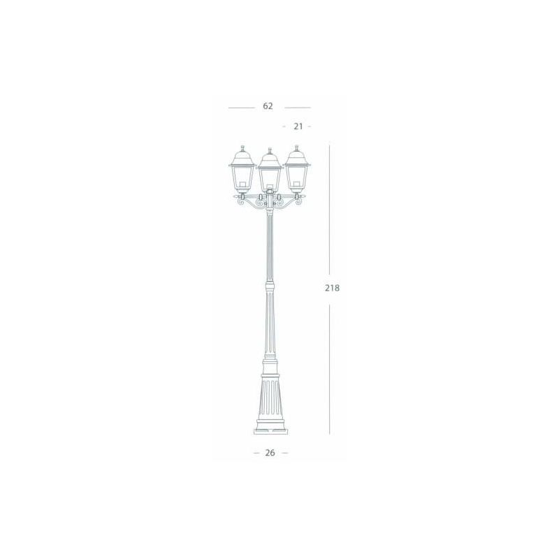 AMALFI LAMPIONE ALTO 210 CM IN ALLUMINIO 3 LUCI NERO LANTERNE CLASSICE DI SOVIL Sovil - Cristalensi Shop Online