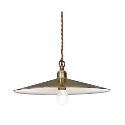 LAMPADARIO RUSTICO A SOSPENSIONE CON DIFFUSORE A PIATTO IN METALLO BRUNITO O RAME CRISTALENSI - Cristalensi Shop Online