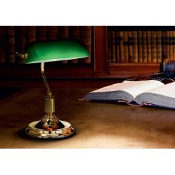 LAMPADA DA TAVOLO IN METALLO CROMO OTTONE O BRUNITO CON DIFFUSORE IN VETRO ORIENTABILE CRISTALENSI - Cristalensi Shop Online