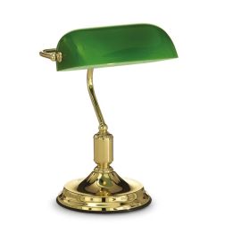 LAMPADA DA TAVOLO IN METALLO CROMO OTTONE O BRUNITO CON DIFFUSORE IN VETRO ORIENTABILE CRISTALENSI - Cristalensi Shop Online 2