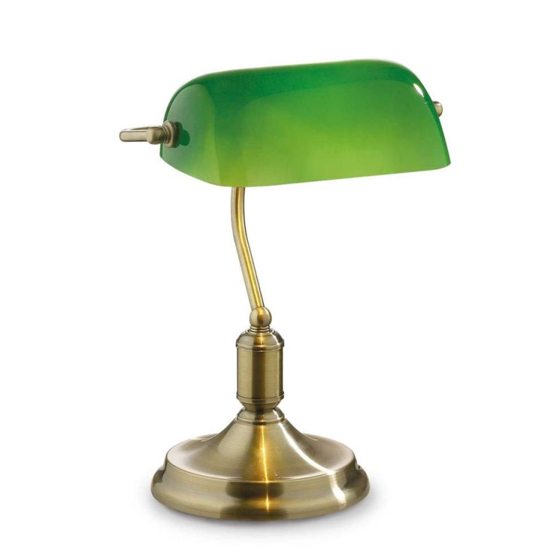 LAMPADA DA TAVOLO IN METALLO CROMO OTTONE O BRUNITO CON DIFFUSORE IN VETRO ORIENTABILE CRISTALENSI - Cristalensi Shop Online