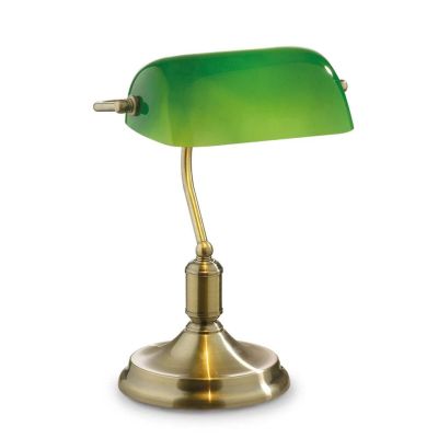 LAMPADA DA TAVOLO IN METALLO CROMO OTTONE O BRUNITO CON DIFFUSORE IN VETRO ORIENTABILE CRISTALENSI - Cristalensi Shop Online