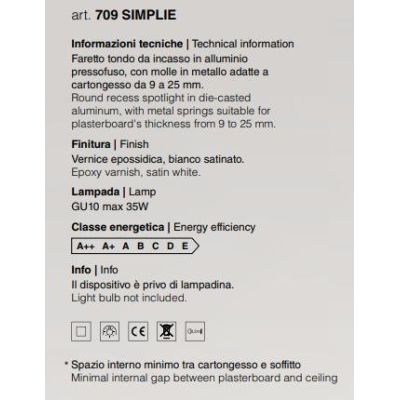 709 SIMPLE FARETTO INCASSO DI ISYLUCE IN ALLUMINIO VERNICIATO DI NERO O BIANCO CON PORTALAMPADE GU10 ISYLUCE - Cristalensi Shop