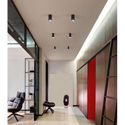 PLAFONIERA CILINDRO ALLUMINIO BIANCO O NERO PORTALAMPADE GU10 RIFLETTORE CROMO ISYLUCE - Cristalensi Shop Online