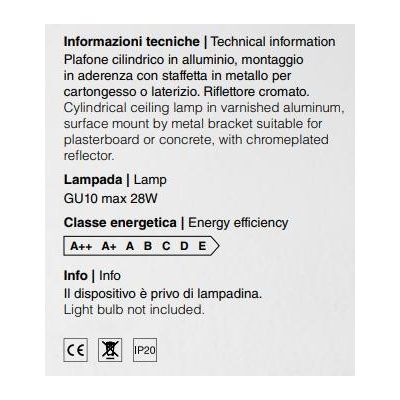 PLAFONIERA CILINDRO ALLUMINIO BIANCO O NERO PORTALAMPADE GU10 RIFLETTORE CROMO ISYLUCE - Cristalensi Shop Online