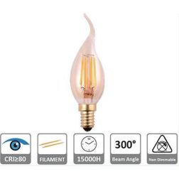 LAMPADINA LED COL AMBRA A FILAMENTO 4W LUCE 2200K ATTACCO E14 D35 MM COLPO DI VENTO CRISTALENSI LAMPADINE - Cristalensi Shop Onl 2