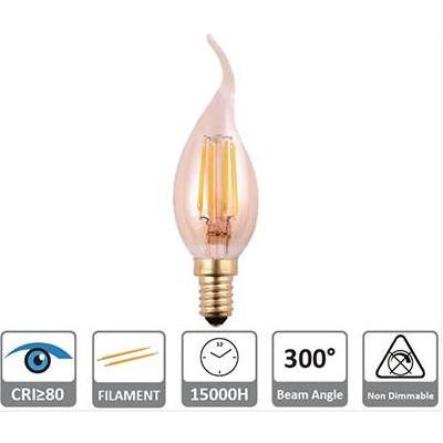 LAMPADINA LED COL AMBRA A FILAMENTO 4W LUCE 2200K ATTACCO E14 D35 MM COLPO DI VENTO CRISTALENSI LAMPADINE - Cristalensi Shop Onl