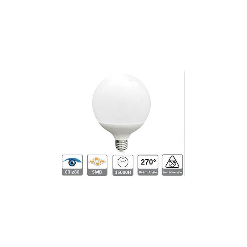 LAMPADINA GLOBO 120 LED 24W LUCE 3000K, 4000K o 6500K DIAMETRO 120 MM ATTACCO E27 BIANCA CRISTALENSI LAMPADINE - Cristalensi Sho