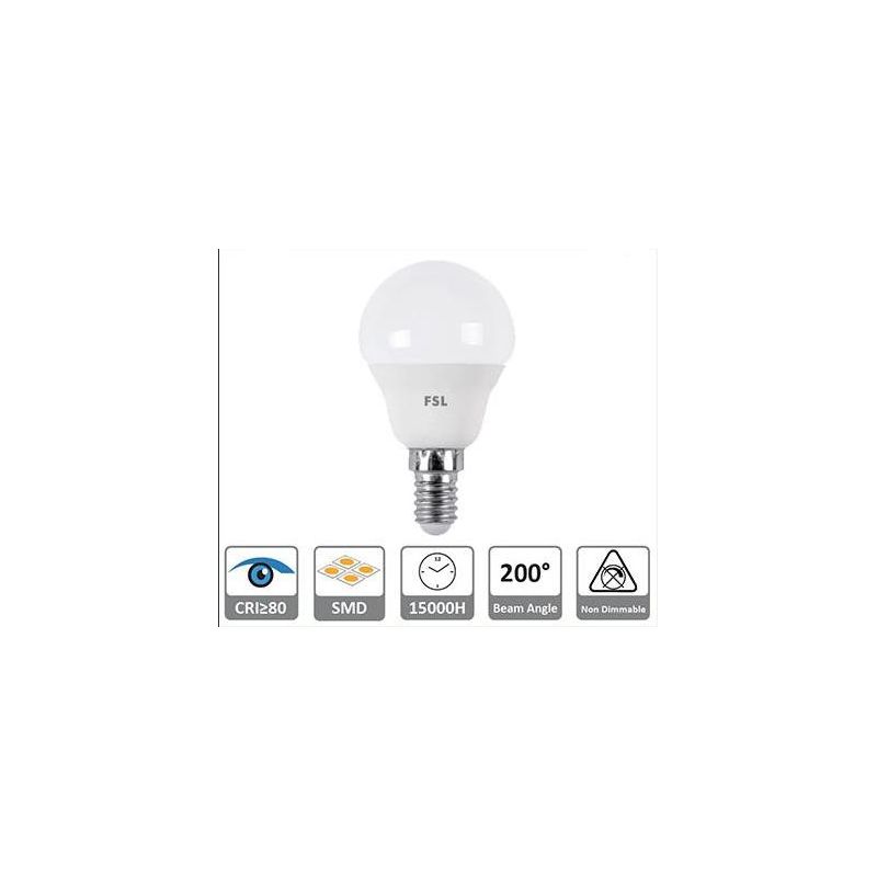 LAMPADINA LED A SFERA 5,5W LUCE 3000K, 4000K o 6500K DIAMETRO 45 MM ATTACCO E14 BIANCA CRISTALENSI LAMPADINE - Cristalensi Shop