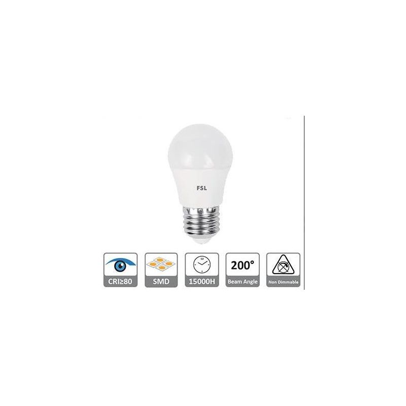 LAMPADINA LED A SFERA 5,5W LUCE 3000K, 4000K o 6500K DIAMETRO 45 MM ATTACCO E27 BIANCA CRISTALENSI LAMPADINE - Cristalensi Shop