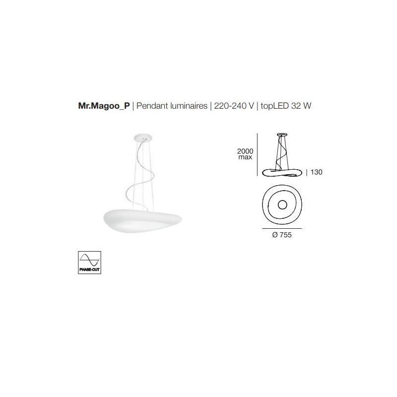 MR. MAGOO LAMPADARIO SOSPENSIONE DIAMETRO 75,5 LED 32W LINEA LIGHT MODERNO STILNOVO MA&DE - Cristalensi Shop Online