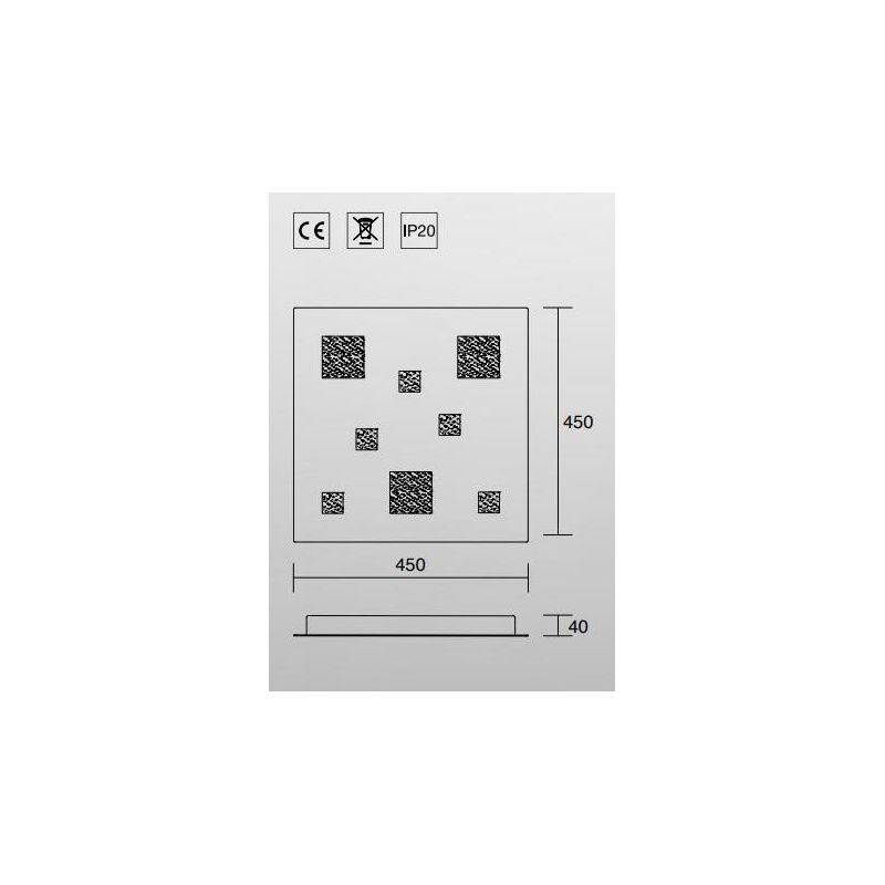 CHECKER BOARD PLAFONIERA APPLIQUE 45X45 LED 36W 3000K BIANCO SATINATO AFFRALUX - Cristalensi Shop Online
