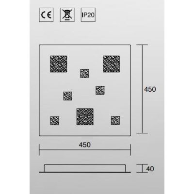 CHECKER BOARD PLAFONIERA APPLIQUE 45X45 LED 36W 3000K BIANCO SATINATO AFFRALUX - Cristalensi Shop Online