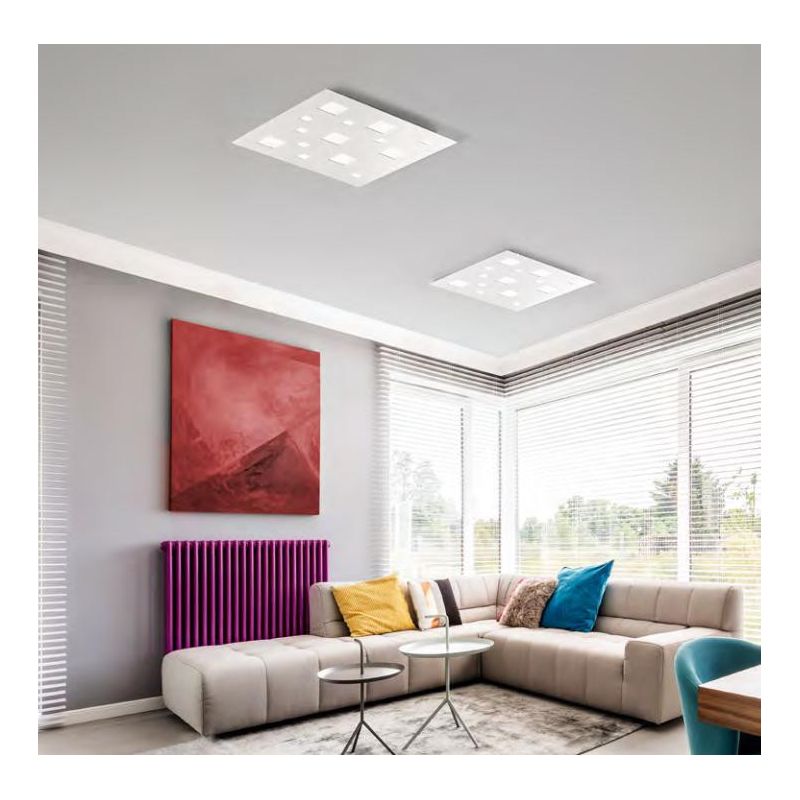 404 PLAFONIERA CHECKER BOARD 61X61 LED 60W LUCE 3000K BIANCA O SABBIA AFFRALUX - Cristalensi Shop Online