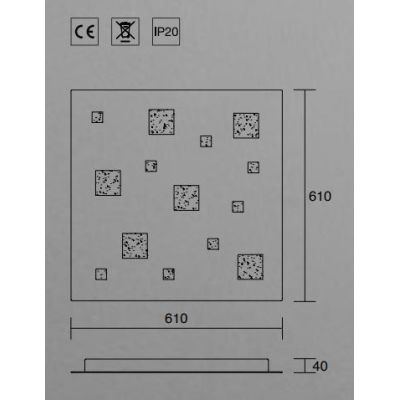 404 PLAFONIERA CHECKER BOARD 61X61 LED 60W LUCE 3000K BIANCA O SABBIA AFFRALUX - Cristalensi Shop Online