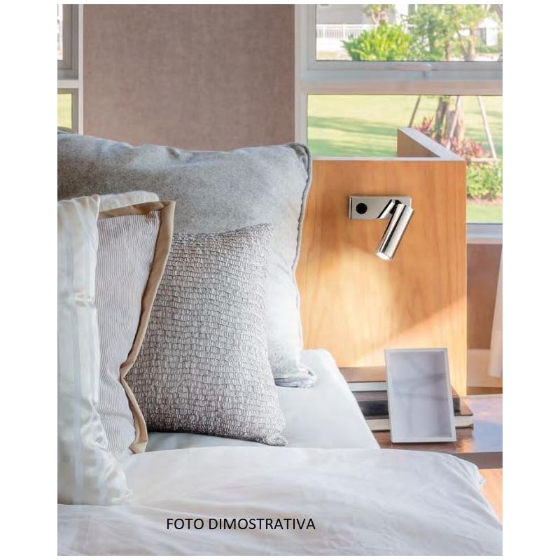 ZENIT SQUADRATO APPLIQUE COMODINO CAMERA DA LETTO LED 3W CROMO LUCIDO ISYLUCE - Cristalensi Shop Online