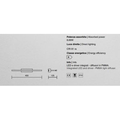 934 APPLIQUE SPECCHIO QUADRO LED 8W CROMO LUCIDO 45 CM ISYLUCE ISYLUCE - Cristalensi Shop Online