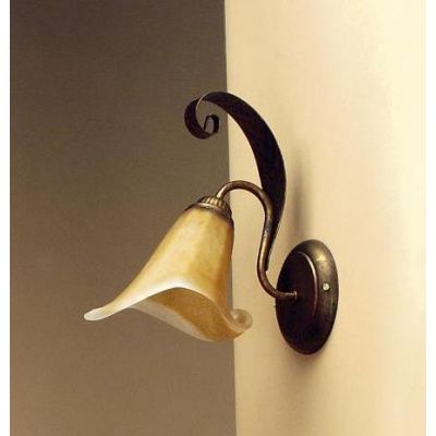 ALGA APPLIQUE CLASSICA 1 LUCE IN METALLO MARRONE SPENNELLATO ORO E DIFFUSORE IN VETRO AMBRA CRISTALENSI LIGHT - Cristalensi Shop