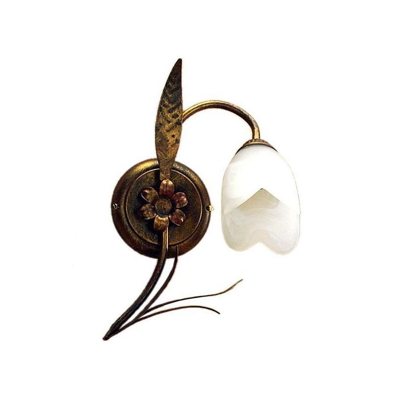 SONIA APPLIQUE 1 LUCE CLASSICA IN METALLO MARRONE SPENNELLATO ORO E DIFFUSORE IN VETRO BIANCO CRISTALENSI LIGHT - Cristalensi Sh