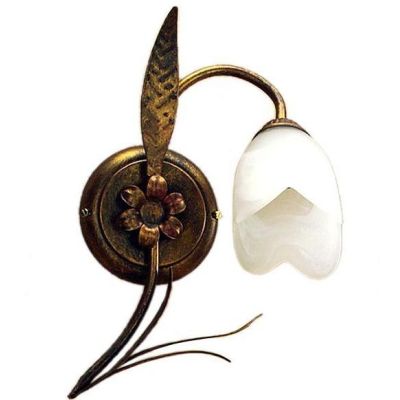 SONIA APPLIQUE 1 LUCE CLASSICA IN METALLO MARRONE SPENNELLATO ORO E DIFFUSORE IN VETRO BIANCO CRISTALENSI LIGHT - Cristalensi Sh