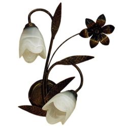 SONIA APPLIQUE 2 LUCI CLASSICA IN METALLO MARRONE SPENNELLATO ORO E DIFFUSORI IN VETRO BIANCO CRISTALENSI LIGHT - Cristalensi Sh 2