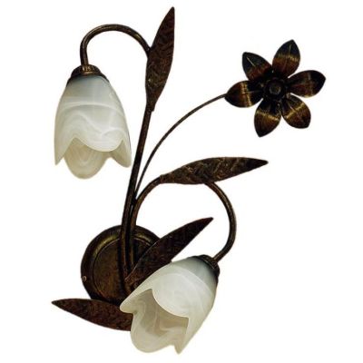 SONIA APPLIQUE 2 LUCI CLASSICA IN METALLO MARRONE SPENNELLATO ORO E DIFFUSORI IN VETRO BIANCO CRISTALENSI LIGHT - Cristalensi Sh