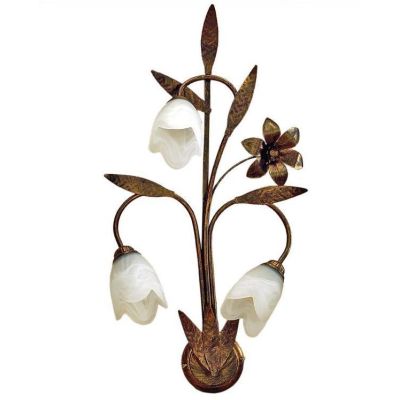 SONIA APPLIQUE 3 LUCI CLASSICA IN METALLO MARRONE SPENNELLATO ORO E DIFFUSORI IN VETRO BIANCO CRISTALENSI LIGHT - Cristalensi Sh