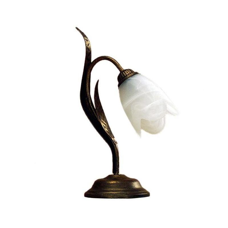 SONIA LUMETTO CLASSICO IN METALLO MARRONE SPENNELLATO ORO E DIFFUSORE IN VETRO BIANCO CRISTALENSI LIGHT - Cristalensi Shop Onlin