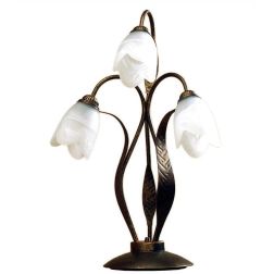 SONIA LAMPADA DA TAVOLO 3 LUCI H60 IN METALLO MARRONE SPENNELLATO ORO E DIFFUSORI IN VETRO BIANCO CRISTALENSI LIGHT - Cristalens 2