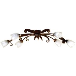 SONIA PLAFONIERA OVALE 6 LUCI IN METALLO MARRONE SPENNELLATO ORO E DIFFUSORI IN VETRO BIANCO CRISTALENSI LIGHT - Cristalensi Sho 2