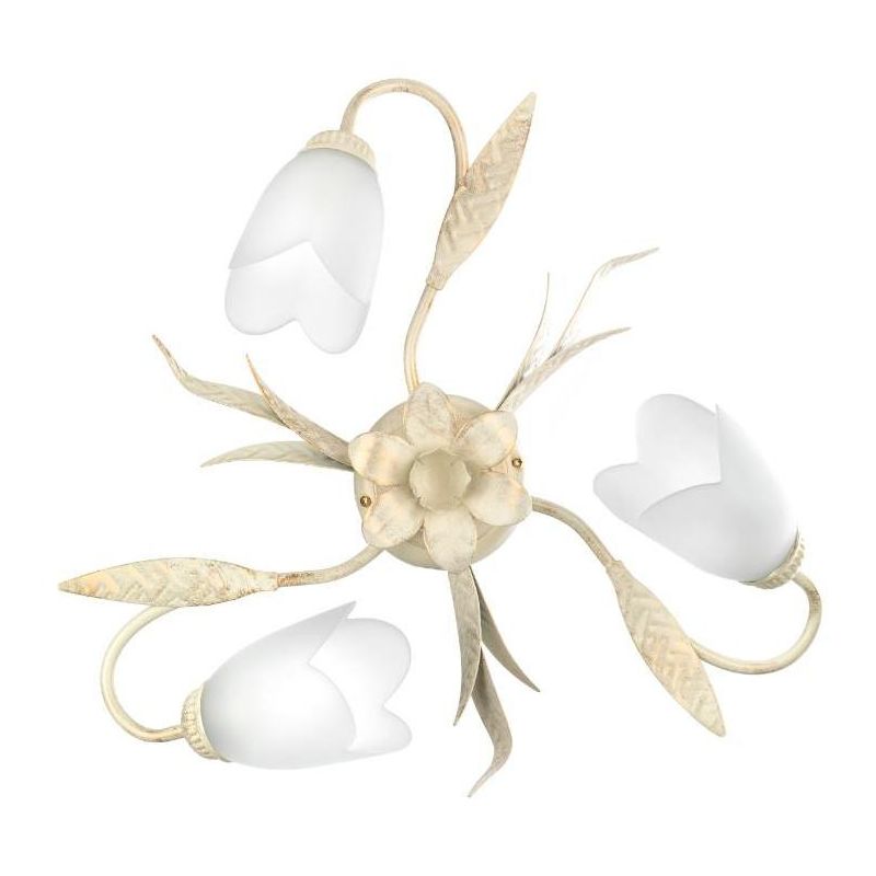 PLAFONIERA 3 LUCI STILE CLASSICO IN METALLO AVORIO SPENNELLATO ORO DIAMETRO CM 50 CRISTALENSI LIGHT - Cristalensi Shop Online