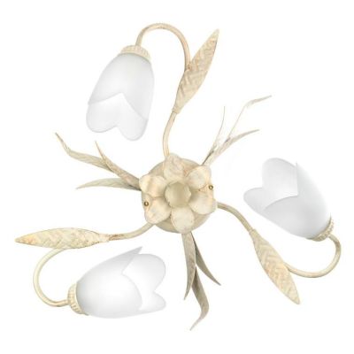 PLAFONIERA 3 LUCI STILE CLASSICO IN METALLO AVORIO SPENNELLATO ORO DIAMETRO CM 50 CRISTALENSI LIGHT - Cristalensi Shop Online