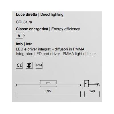 937 APPLIQUE SPECCHIO IP44 LED 12W 3000K O 4000K LARGHEZZA 60 CM DI ISYLUCE ISYLUCE - Cristalensi Shop Online