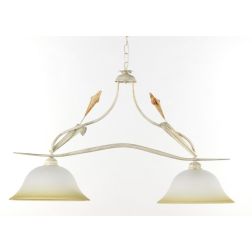 LUCREZIA BILANCIERE CLASSICO 2 LUCI CON FINITURA AVORIO ANTICO E PARALUMI IN VETRO SABBIATO CRISTALENSI LIGHT - Cristalensi Shop 2