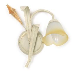 LUCREZIA APPLIQUE CLASSICA 1 LUCE CON FINITURA AVORIO ANTICO E PARALUME IN VETRO SABBIATO CRISTALENSI LIGHT - Cristalensi Shop O 2