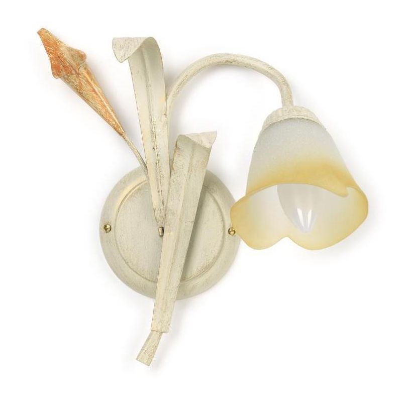 LUCREZIA APPLIQUE CLASSICA 1 LUCE CON FINITURA AVORIO ANTICO E PARALUME IN VETRO SABBIATO CRISTALENSI LIGHT - Cristalensi Shop O
