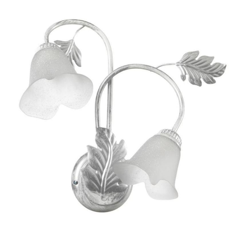 MARILENA APPLIQUE 2 LUCI CLASSICA IN METALLO BIANCO/ARGENTO CON PARALUMI IN VETRO CRISTALENSI LIGHT - Cristalensi Shop Online