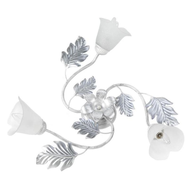 MARILENA PLAFONIERA 3 LUCI CLASSICA IN METALLO BIANCO/ARGENTO CON PARALUMI IN VETRO CRISTALENSI LIGHT - Cristalensi Shop Online