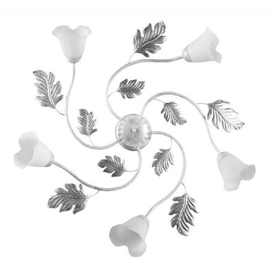 MARILENA PLAFONIERA 5 LUCI CLASSICA IN METALLO BIANCO/ARGENTO CON PARALUMI IN VETRO CRISTALENSI LIGHT - Cristalensi Shop Online