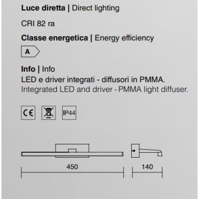 936 APPLIQUE SOPRA SPECCHIO IP44 CROMO LUCIDO LED 8W 3000K O 4000K D. 45 CM MODERNO ISYLUCE - Cristalensi Shop Online