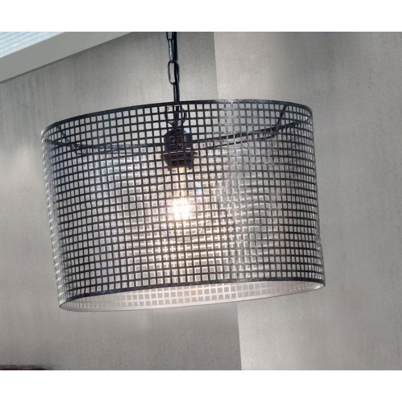 FLAM SOSPENSIONE SINGOLA STILE VINTAGE IN METALLO PERFORATO ANTRACITE LAMPADINA 1XE27 CRISTALENSI LIGHT - Cristalensi Shop Onlin