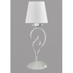 POMPEI LUMETTO CLASSICO IN METALLO BIANCO INVECCHIATO CON PARALUME IN TESSUTO BIANCO CRISTALENSI LIGHT - Cristalensi Shop Online 2