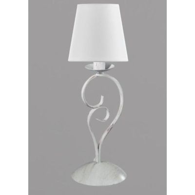 POMPEI LUMETTO CLASSICO IN METALLO BIANCO INVECCHIATO CON PARALUME IN TESSUTO BIANCO CRISTALENSI LIGHT - Cristalensi Shop Online