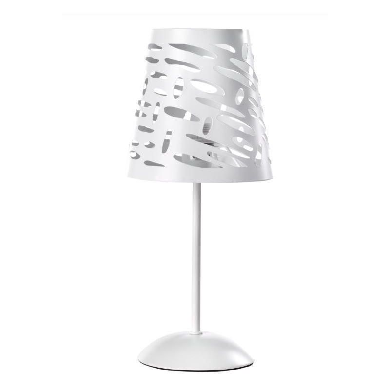 RICKY LUMETTO MODERNO IN METALLO BIANCO TRAFORATO ALTEZZA CM 38 LAMPADINA ATTACCO E14 CRISTALENSI LIGHT - Cristalensi Shop Onlin