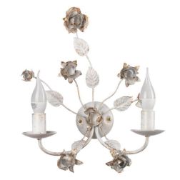 APPLIQUE 2 LUCI CLASSICA IN FERRO BATTUTO AVORIO CON DECORI FLOREALI CRISTALENSI LIGHT - Cristalensi Shop Online 2