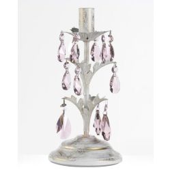 KATE LUMETTO CLASSICO IN METALLO FINITURA AVORIO ANTICO CON DECORAZIONI IN CRISTALLO ROSA CRISTALENSI LIGHT - Cristalensi Shop O 2