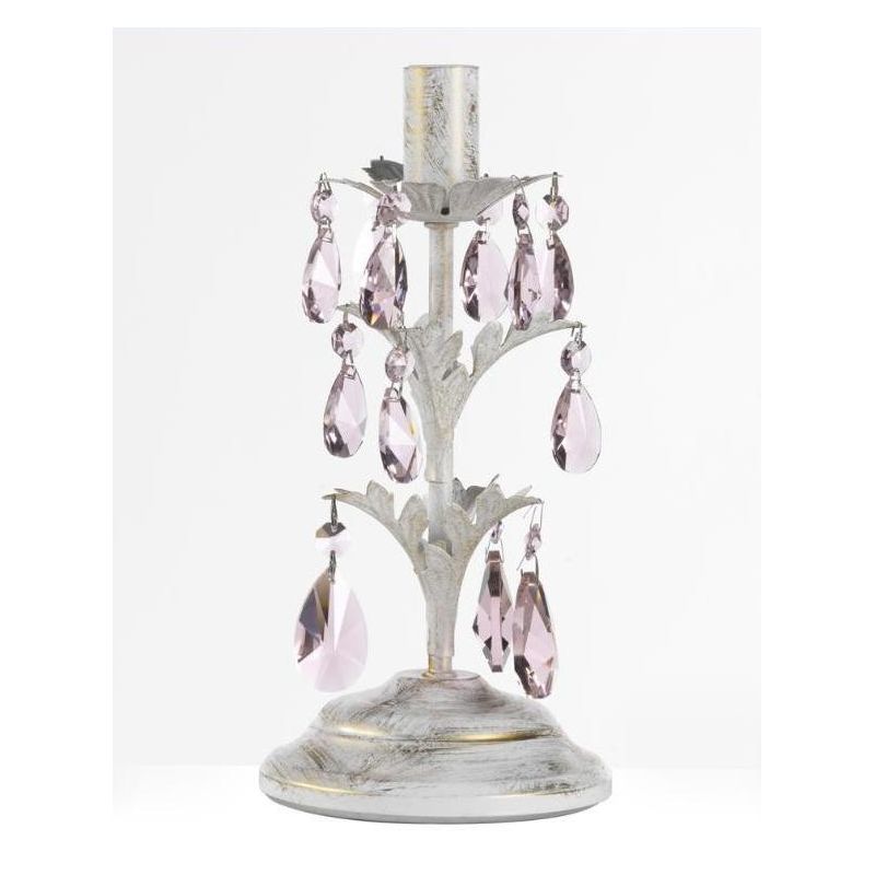 KATE LUMETTO CLASSICO IN METALLO FINITURA AVORIO ANTICO CON DECORAZIONI IN CRISTALLO ROSA CRISTALENSI LIGHT - Cristalensi Shop O